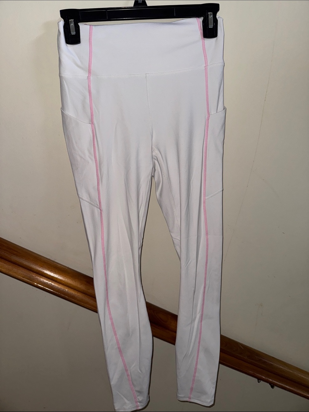 Women’s White Leggings with Pink Accents